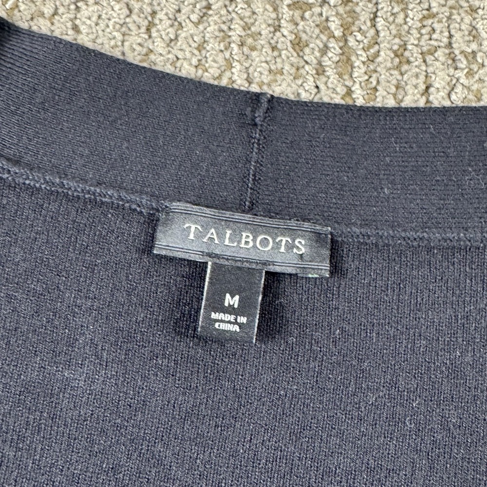 Talbots Womens M Sheer Sleeve Sweater V Neck Pullover Quiet Luxury Dress Career - Picture 2 of 5